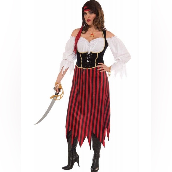 Forum Novelties Women’s pirate maiden red and black stripe costume - one size - Picture 6 of 6